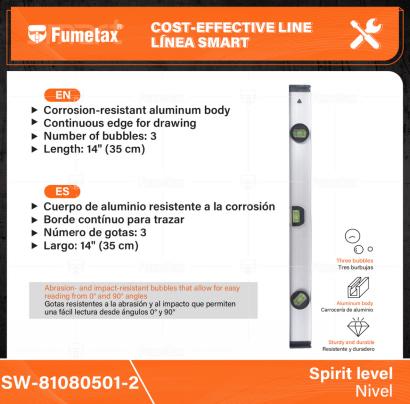 SW-81080501-2-(Caja master 1 CTN=50 SKU)-(MOQ 1 SKU)-Cuerpo de aluminio resistente a la corrosión
Gotas resistentes a la abrasión y al impacto que permiten una fácil lectura desde ángulos 0° y 90°