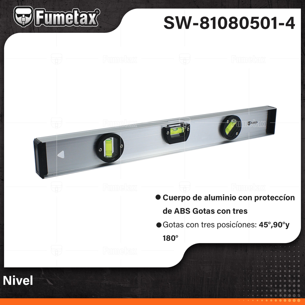 SW-81080501-4-(Caja master 1 CTN=50 SKU)-(MOQ 1 SKU)-Cuerpo de aluminio resistente a la corrosión
Gotas resistentes a la abrasión y al impacto que permiten una fácil lectura desde ángulos 0° y 90°