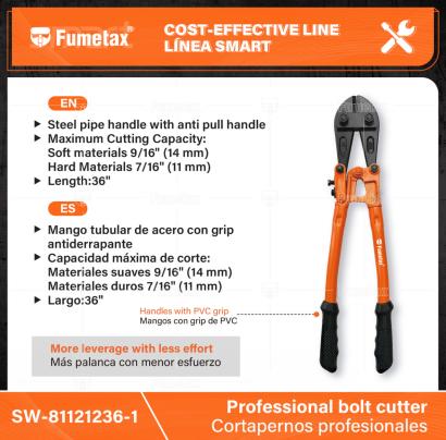 SW-81121236-1-(Caja master 1 CTN=5 SKU)-(MOQ 1 SKU)-Cuchillas de acero al cromo manganeso, forjadas y templadas, para mayor resistencia y durabilidad
Mango tubular de acero con grip antiderrapante