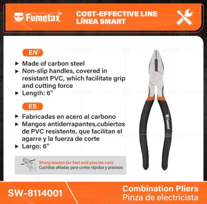 SW-8114001-(Caja master 1 CTN=60 SKU)-(MOQ 6 SKU)-Fabricadas en acero al carbono
Mangos antiderrapantes,cubiertos de PVC resistente, que facilitan el agarre y la fuerza de corte