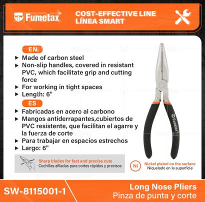 SW-8115001-1-(Caja master 1 CTN=60 SKU)-(MOQ 6 SKU)-Fabricadas en acero al carbono
Mangos antiderrapantes,cubiertos de PVC resistente, que facilitan el agarre y la fuerza de corte