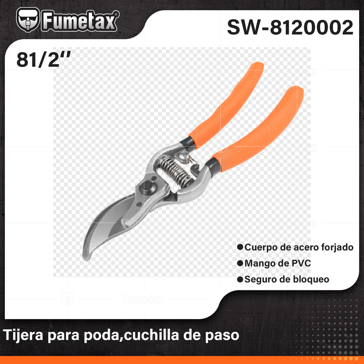 SW-8120002-(Caja master 1 CTN=60 SKU)-(MOQ 1 SKU)-Tijera forjada para poda
Cuchillas de acero al manganeso