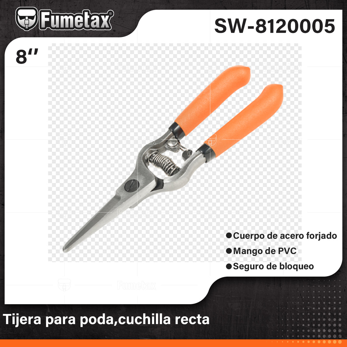 SW-8120005-(Caja master 1 CTN=60 SKU)-(MOQ 1 SKU)-Tijera forjada de cuchilla curva
Cuchilla fabricada en acero templado