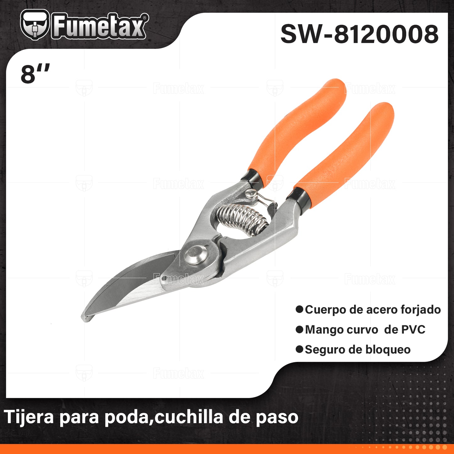 SW-8120008-(Caja master 1 CTN=60 SKU)-(MOQ 1 SKU)-Tijera forjada para poda
Cuchillas de acero al manganeso