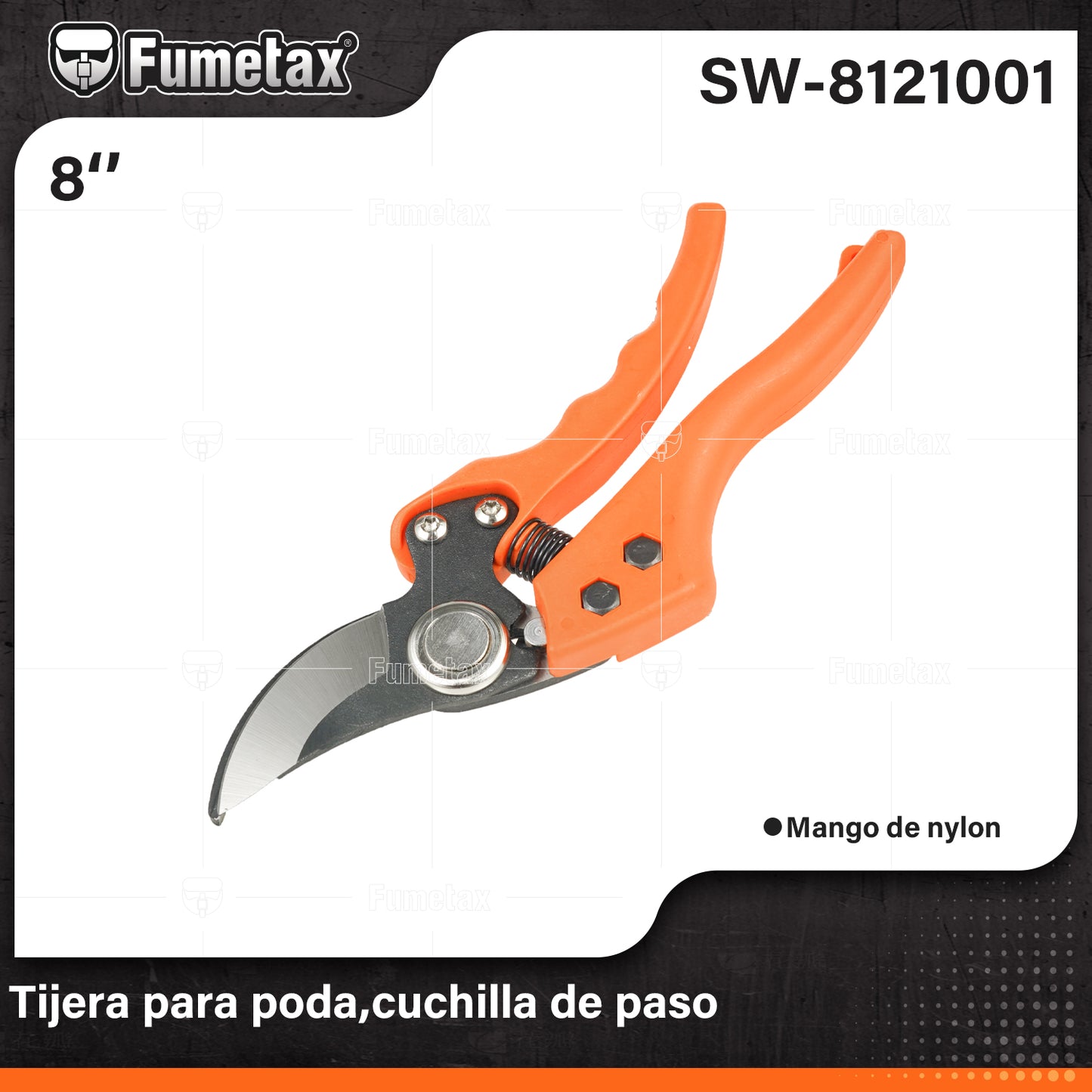 SW-8121001-(Caja master 1 CTN=60 SKU)-(MOQ 1 SKU)-Tijera forjada para poda
Cuchilla fabricada en acero SK5, más durables que las de acero al carbono