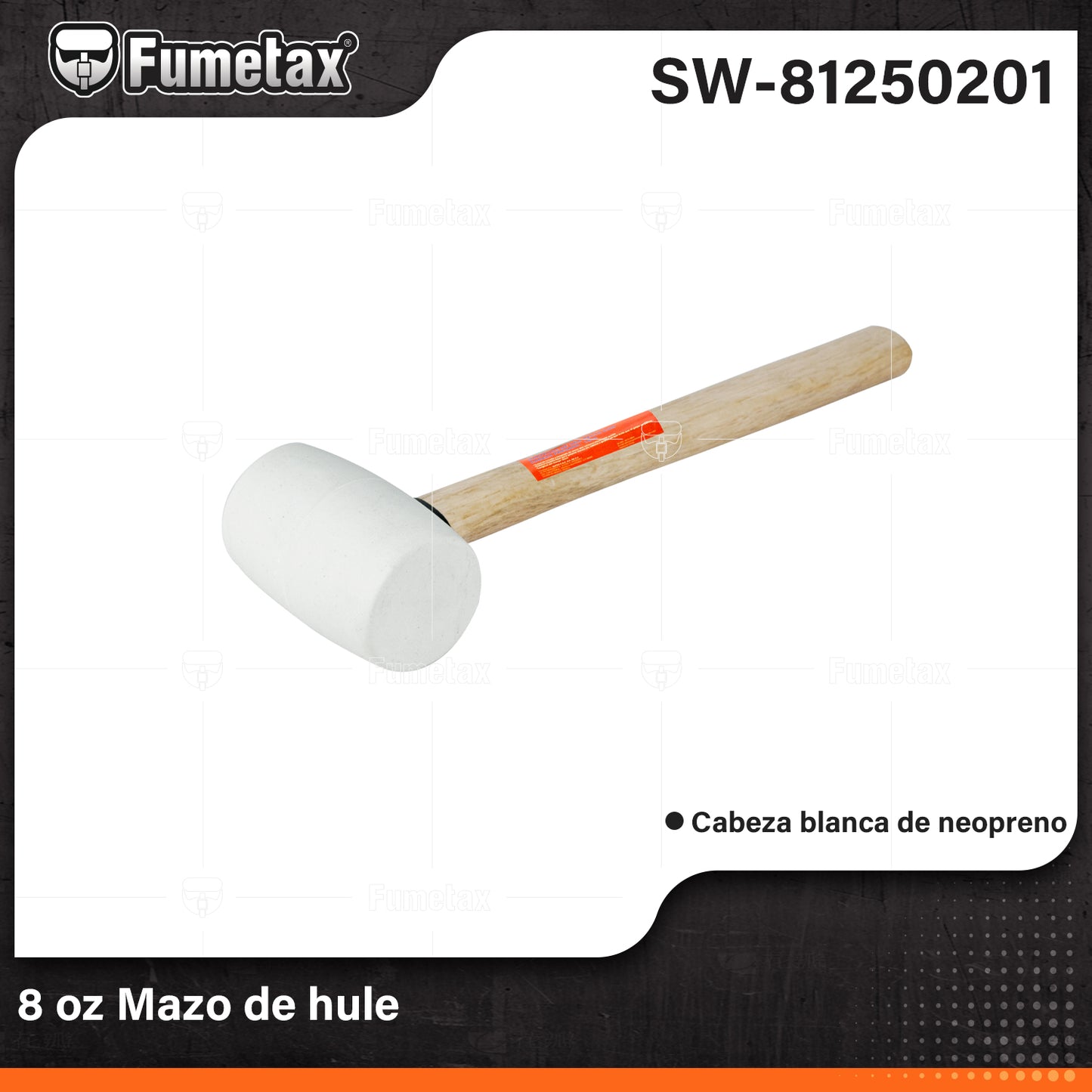 SW-81250201-(Caja master 1 CTN=48 SKU)-(MOQ 1 SKU)-Mazo de hule
Cabeza cilíndrica de neopreno que no daña la superficie y proporciona mayor área de impacto