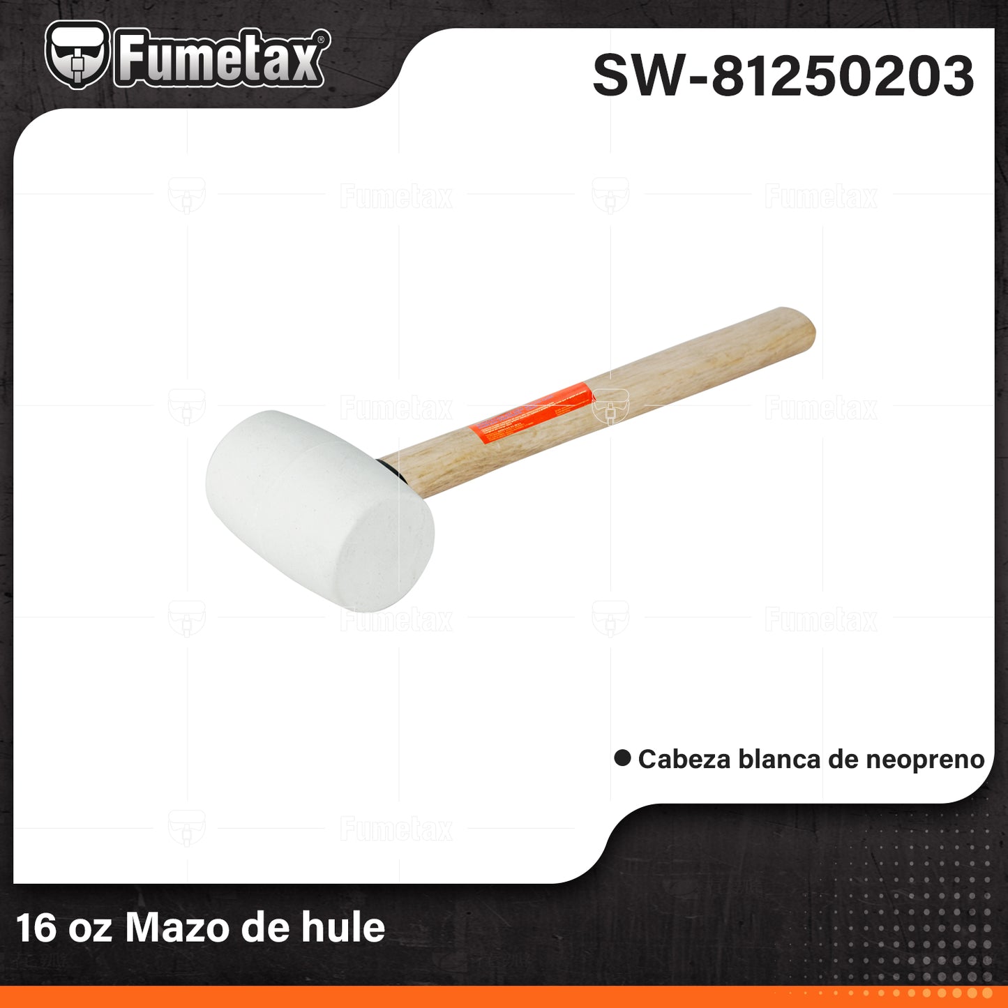 SW-81250203-(Caja master 1 CTN=24 SKU)-(MOQ 1 SKU)-Mazo de hule
Cabeza cilíndrica de neopreno que no daña la superficie y proporciona mayor área de impacto