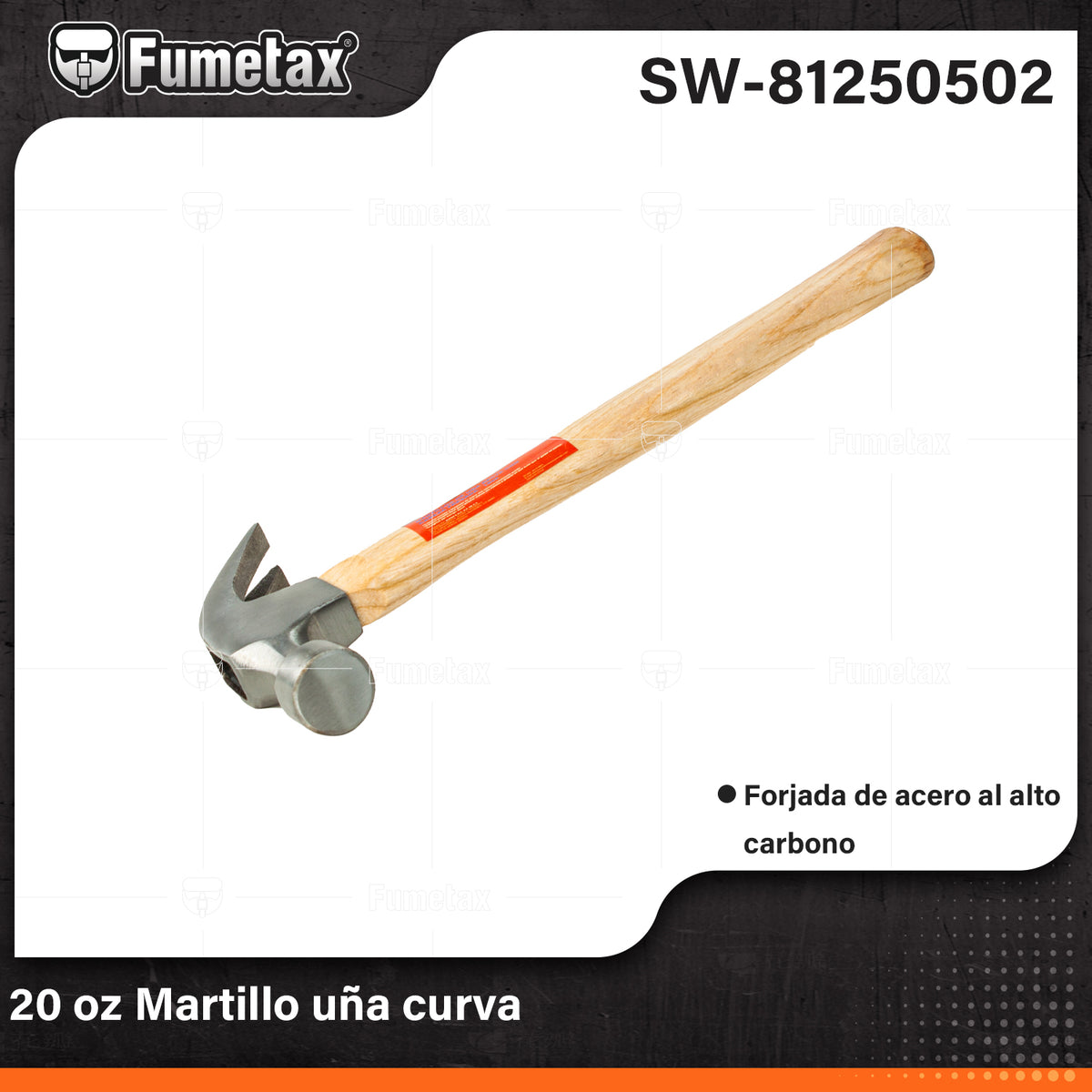 SW-81250502-(Caja master 1 CTN=36 SKU)-(MOQ 1 SKU)-Martillo uña curva
Cabeza de acero con acabado pulido