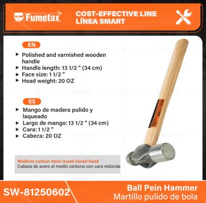 SW-81250602-(Caja master 1 CTN=24 SKU)-(MOQ 1 SKU)-Acero forjado
Mango de madera con absorbedor de impactos
