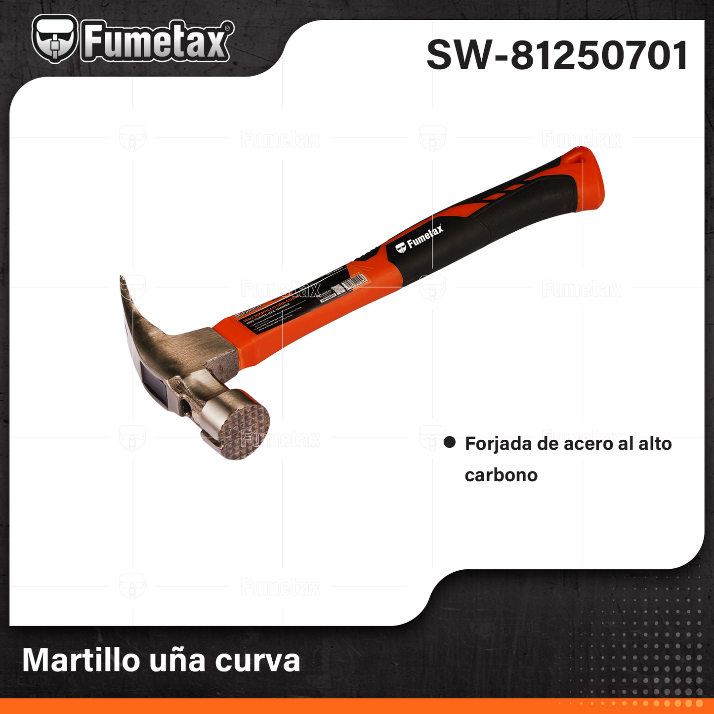 SW-81250701-(Caja master 1 CTN=36 SKU)-(MOQ 1 SKU)-Martillo uña curva
Cabeza de acero con acabado pulido