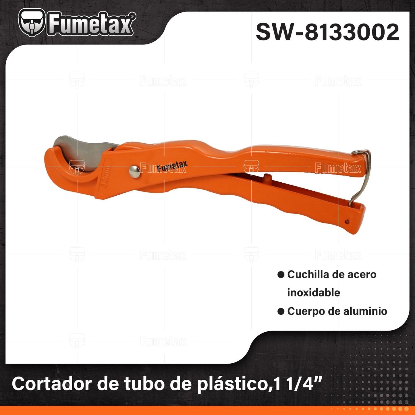 SW-8133002-(Caja master 1 CTN=72 SKU)-(MOQ 1 SKU)-Cortador de tubo de plástico,1 1/4”
Hoja de acero inoxidable, borde afilado