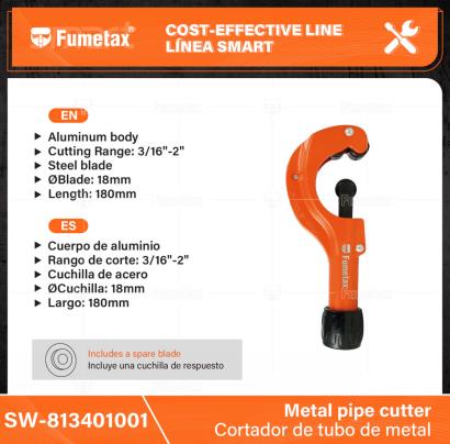 SW-813401001-(Caja master 1 CTN=50 SKU)-(MOQ 1 SKU)-Cuerpo de aluminio
Rango de corte:3/16"-2"