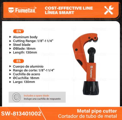 SW-813401002-(Caja master 1 CTN=50 SKU)-(MOQ 1 SKU)-Cuerpo de aluminio
Rango de corte:1/8"-1 1/4"