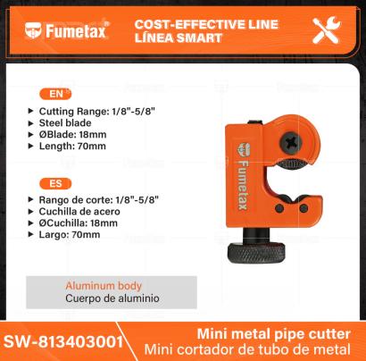SW-813403001-(Caja master 1 CTN=100 SKU)-(MOQ 1 SKU)-Cuerpo de aluminio
Rango de corte:1/8"-5/8"