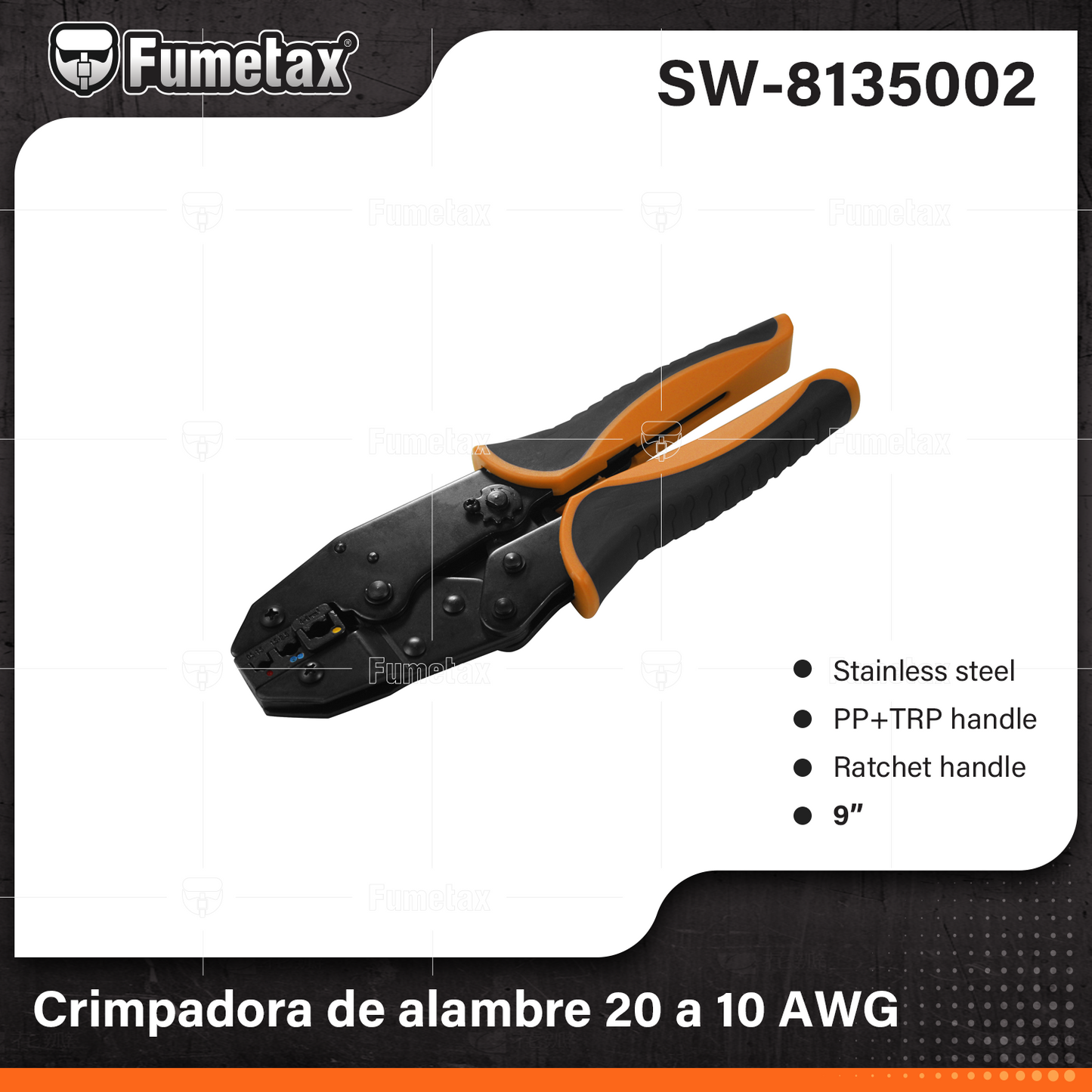 SW-8135002-(Caja master 1 CTN=30 SKU)-(MOQ 1 SKU)-Pinza de crimpado para terminales
Mordaza de acero
