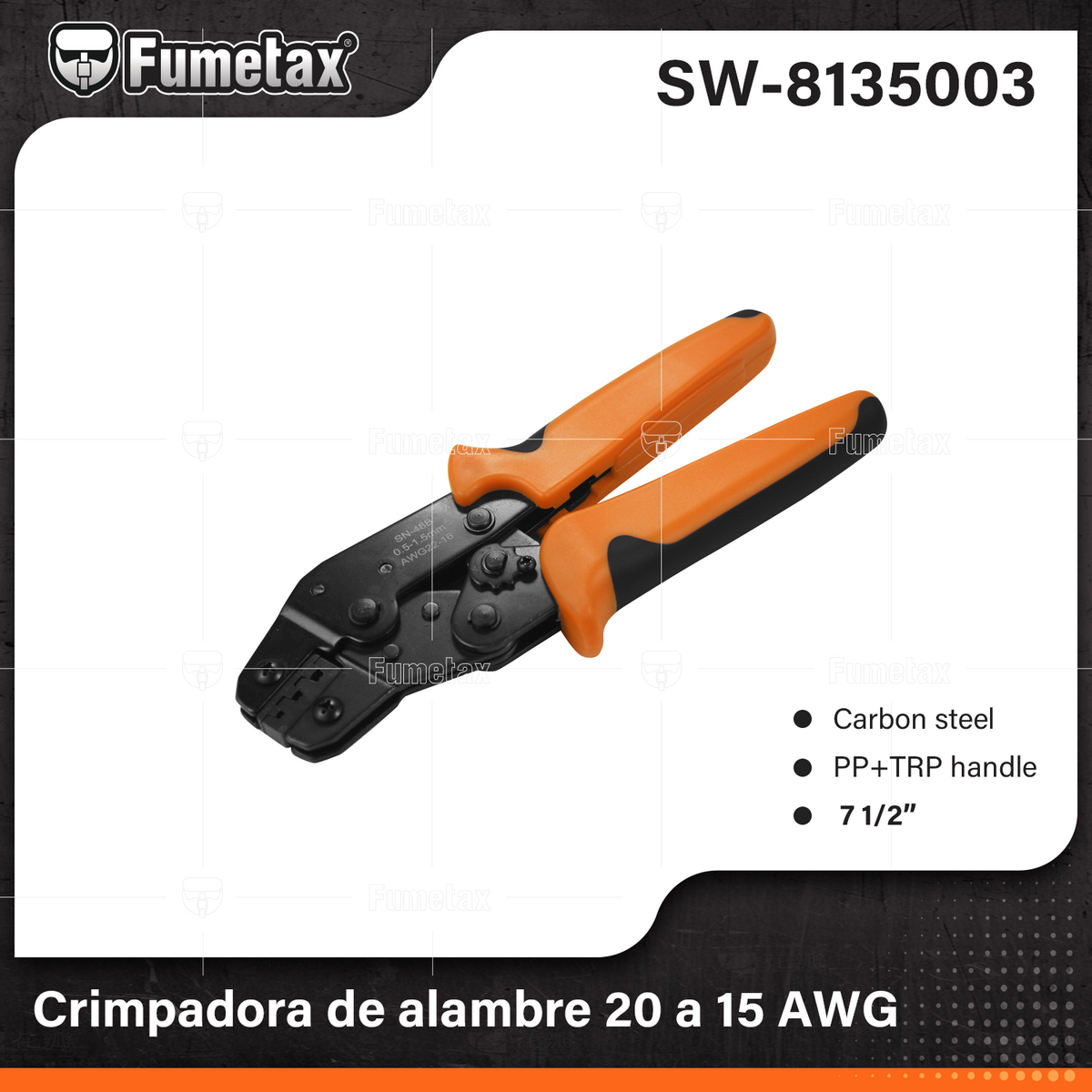 SW-8135003-(Caja master 1 CTN=40 SKU)-(MOQ 1 SKU)-Pinza de crimpado para terminales
Mordaza de acero