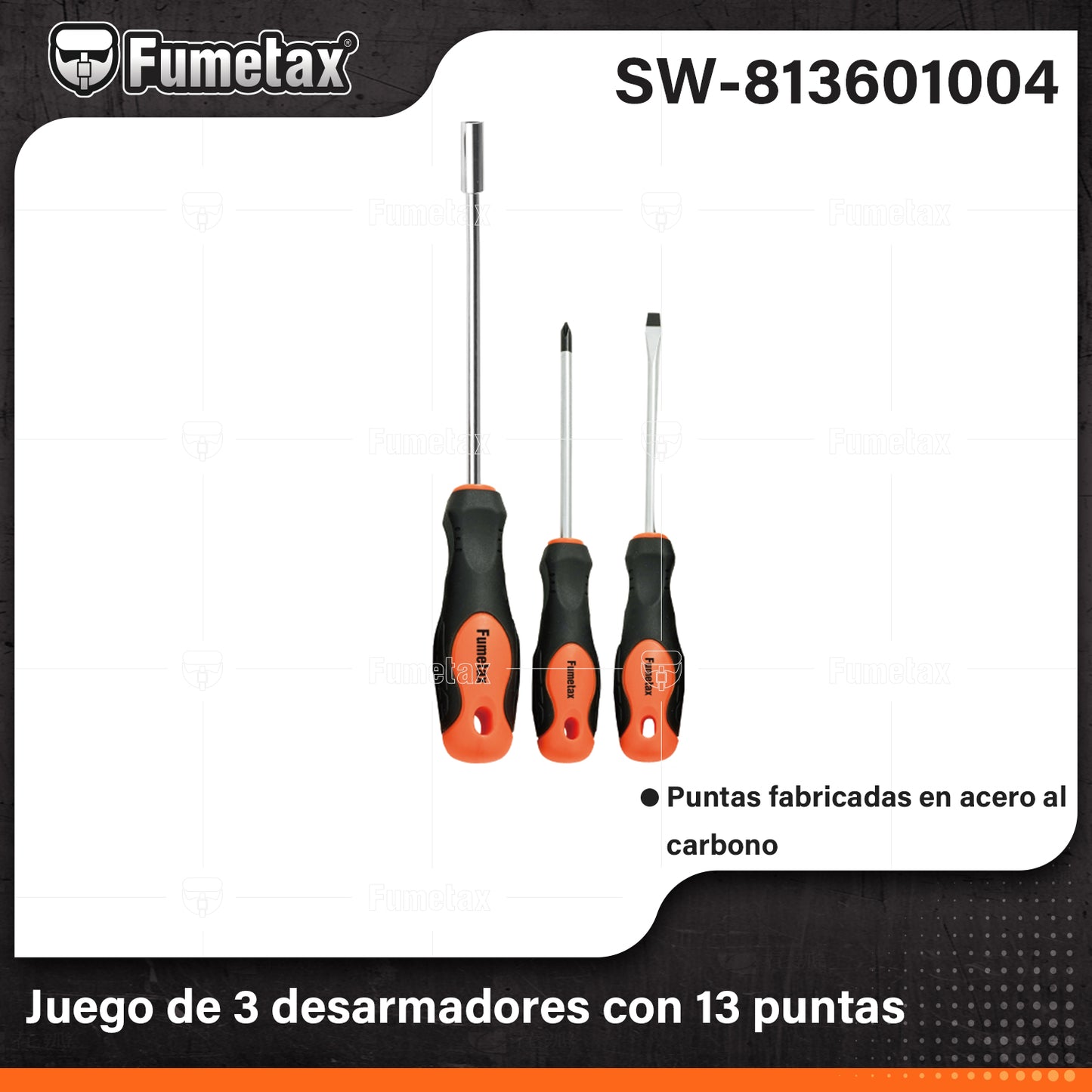 SW-813601004 (Caja master 36)(MOQ 1juego=1blister) Juego de 3 desarmadores con 13 puntas