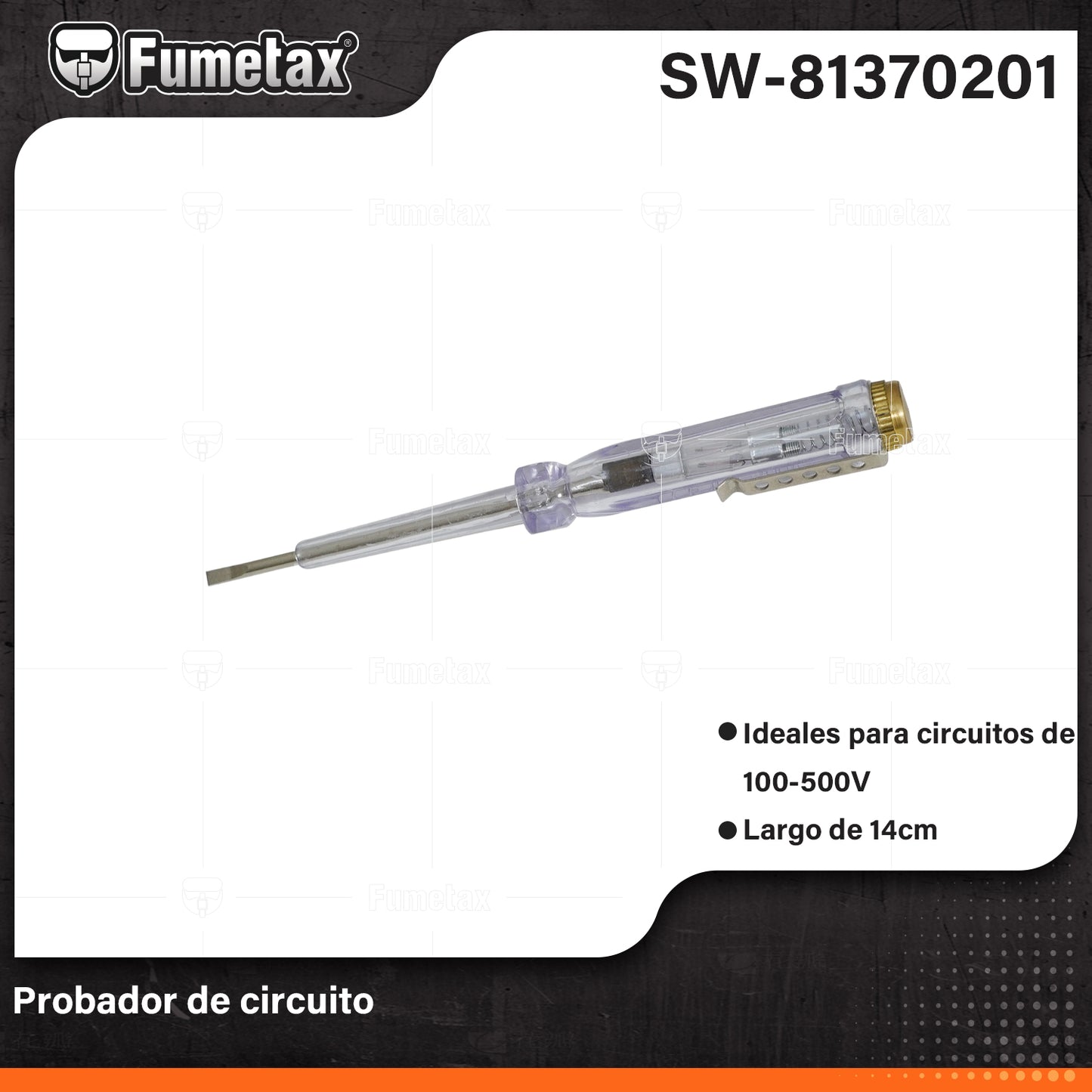 SW-81370201-(Caja master 1 CTN=480 SKU)-(MOQ 24 SKU)-Probador de circuitos
Ideal para circuitos de corriente alterna de 100-500 V