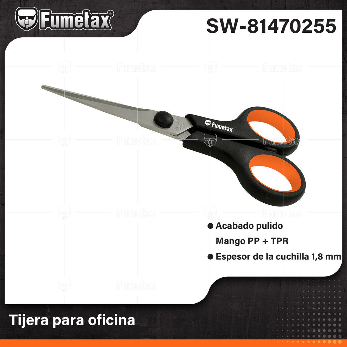 SW-81470255-(Caja master 1 CTN=480 SKU)-(MOQ 24 SKU)-Tijera para oficina
Hojas de acero inoxidable