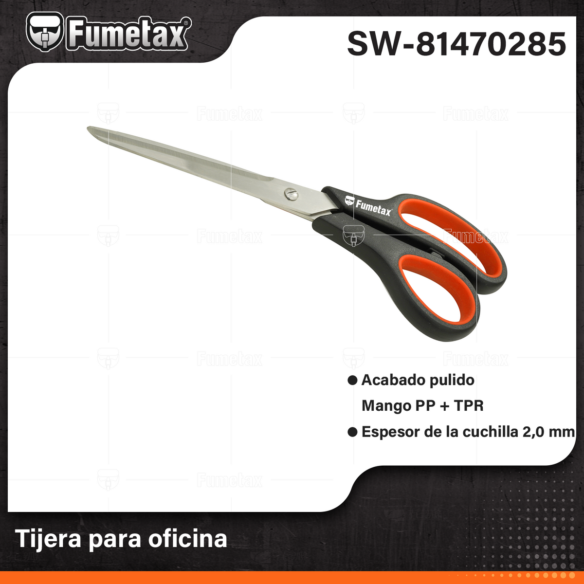 SW-81470285-(Caja master 1 CTN=240 SKU)-(MOQ 24 SKU)-Tijera para oficina
Hojas de acero inoxidable