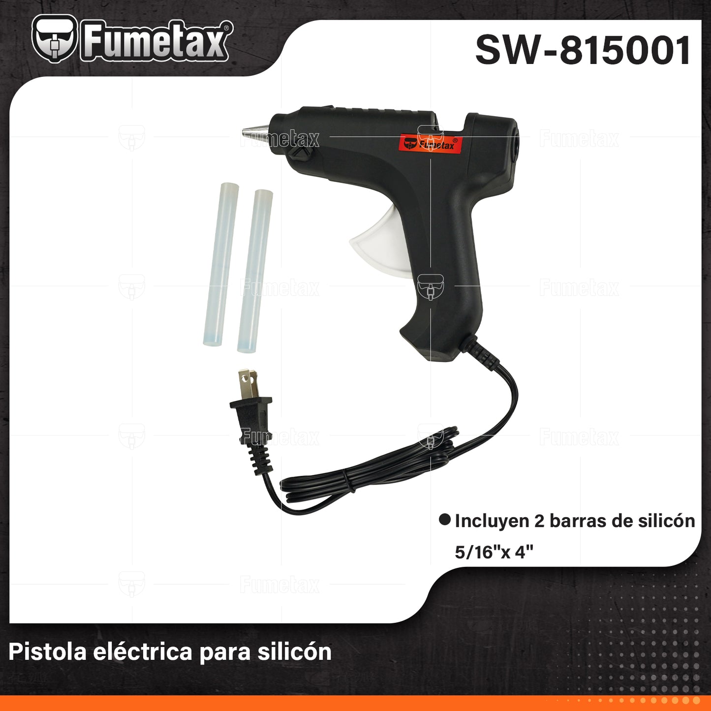 SW-815001-(Caja master 1 CTN=96 SKU)-(MOQ 1 SKU)-Pistola eléctrica para silicón
Gatillo de fácil compresión y boquilla para una aplicación precisa