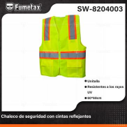 SW-8204003 (Caja master 100)(MOQ 1 pz=1 etiqueta) Chaleco de seguridad con cintas reflejantes