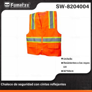 SW-8204004 (Caja master 100)(MOQ 1 pz=1 etiqueta) Chaleco de seguridad con cintas reflejantes