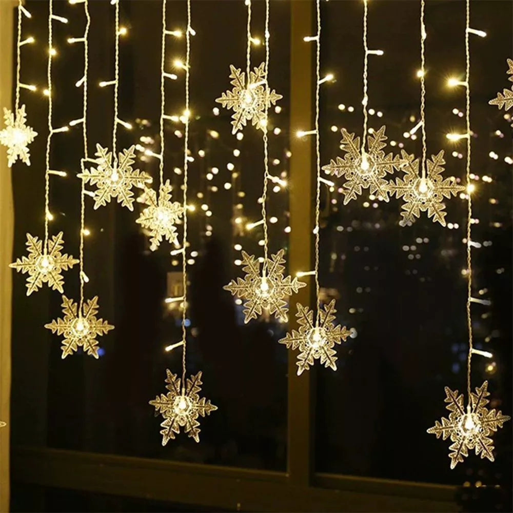Luces cascada con copo de nieve 150 fogos (3 metros)
