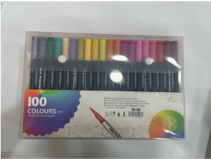 001-100(Caja-16)ROTULADOR DOBLE PUNTA 100 COLORES EN ESTUCHE
