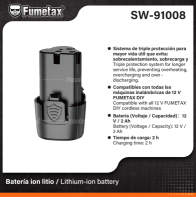 SW-91008 (Caja master 36)(MOQ  1 pz=1 caja) Bateria ion litio / Lithium-ion battery