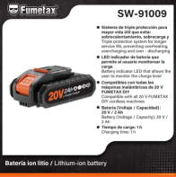 SW-91009 (Caja master 24)(MOQ  1 pz=1 caja) Bateria ion litio / Lithium-ion battery