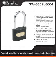 SW-5502L5004 (Caja master 120)(MOQ 6pz=1tarjet) Candado cuerpo de hierro