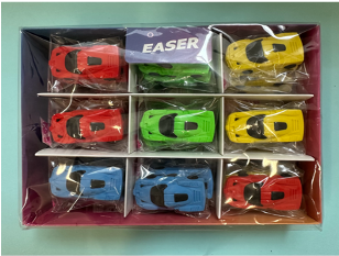 5188(Caja-30)GOMA DE BORRAR FIGURA CARRITO 36 PZS