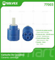 77003 (Caja master 100)(MOQ 1 pz=1 blíster) Cartucho De Cerámico Ceramic cartridge