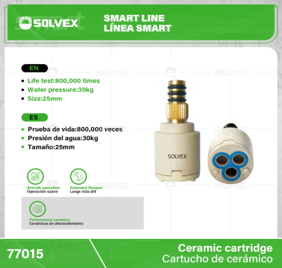 77015-(Caja master 1 CTN=100 SKU)-(MOQ 25 SKU)-Cartucho de cerámico
Cartucho plano abierto