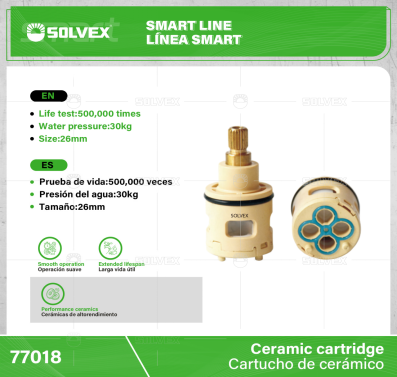 77018-(Caja master 1 CTN=100 SKU)-(MOQ 25 SKU)-Cartucho de cerámico
Desviador de 3 vías con función de cierre