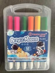 911-12 MARCADOR ACRÍLICO 12COLOR PUNTA PINCEL  (120pz/caja)
