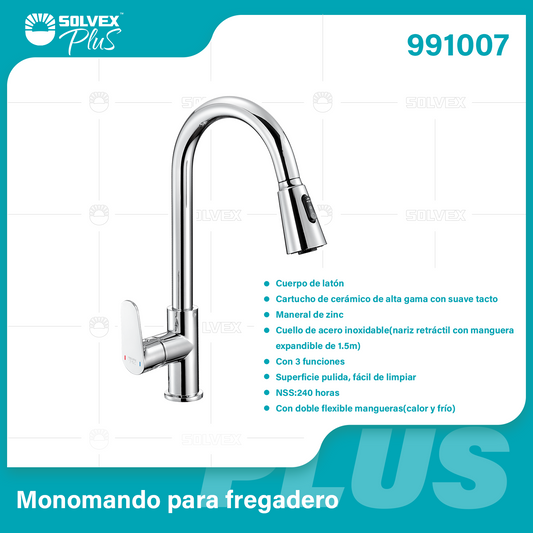 991007-(Caja master 1 CTN=5 SKU)-(MOQ 1 SKU)-Monomando para fregadero
Cuerpo de latón