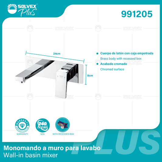 991205 (Caja master 6)(MOQ 1 pz=1 caja) Monomando a muro para lavabo Wall-in basin mixer