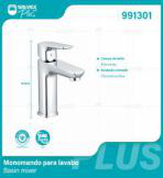 991301 (Caja master 5)(MOQ 1 pz=1 caja) Monomando para lavabo Basin mixer