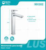 991302 (Caja master 5)(MOQ 1 pz=1 caja) Monomando para lavabo Basin mixer