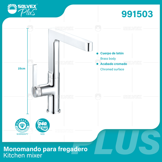 991503 (Caja master 5)(MOQ 1 pz=1 caja) Monomando para fregaderoKitchen mixer
