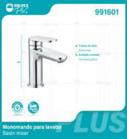 991601 (Caja master 5)(MOQ 1 pz=1 caja) Monomando para lavabo Basin mixer