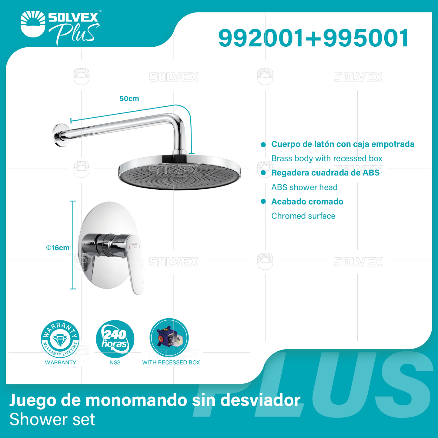 992001+995001 (Caja master 6+6)(MOQ 1 pz/ caja+1 juego/ caja=1 juego) Juego de monomando sin desviador Shower set