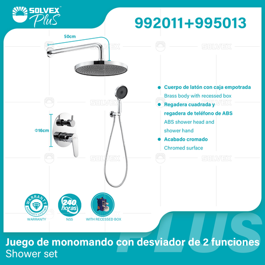 992011+995013 (Caja master 6+6)(MOQ 1 pz/ caja+1 juego/ caja=1 juego) Juego de monomando con desviador de 2 funciones Shower set