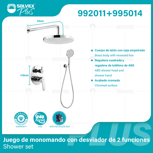 992011+995014 (Caja master 6+6)(MOQ 1 pz/ caja+1 juego/ caja=1 juego) Juego de monomando con desviador de 2 funciones Shower set