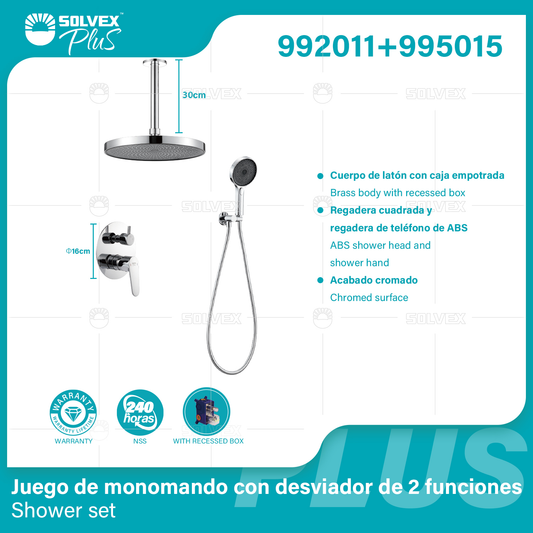 992011+995015 (Caja master 6+6)(MOQ 1 pz/ caja+1 juego/ caja=1 juego) Juego de monomando con desviador de 2 funciones Shower set