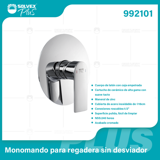 992101 (Caja master 6)(MOQ 1 pz=1 caja) Monomando para regadera sin desviador