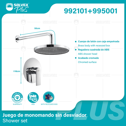 992101+995001 (Caja master 6+6)(MOQ 1 pz/ caja+1 juego/ caja=1 juego) Juego de monomando sin desviador Shower set