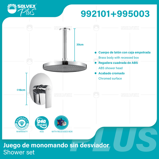 992101+995003 (Caja master 6+6)(MOQ 1 pz/ caja+1 juego/ caja=1 juego) Juego de monomando sin desviador Shower set